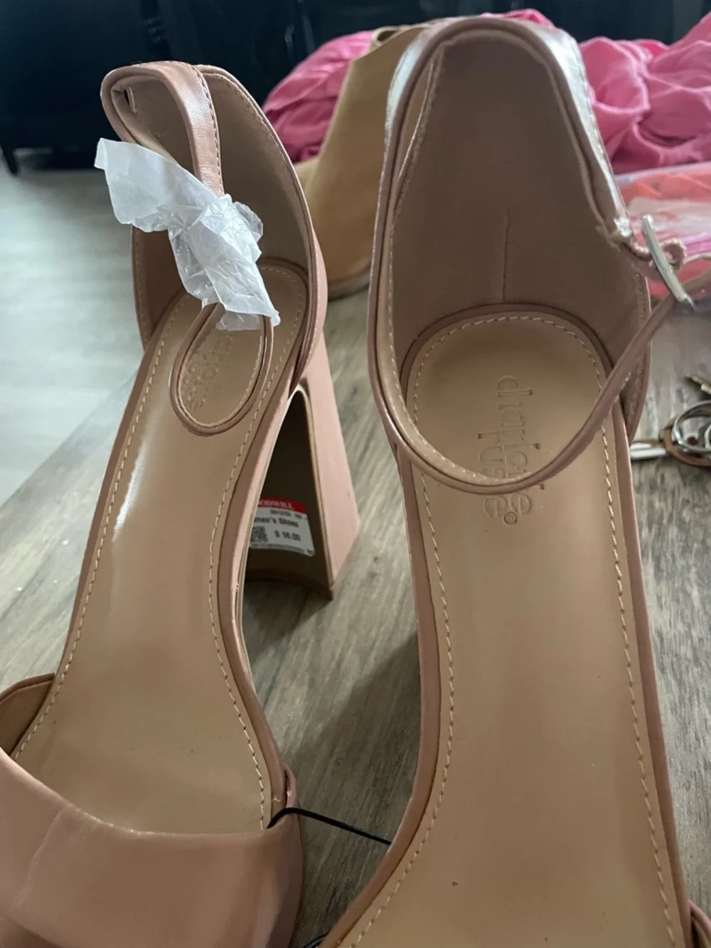 Charlotte Russe Mauve High block Heel platform pumps w buckle ankle strap sz 8